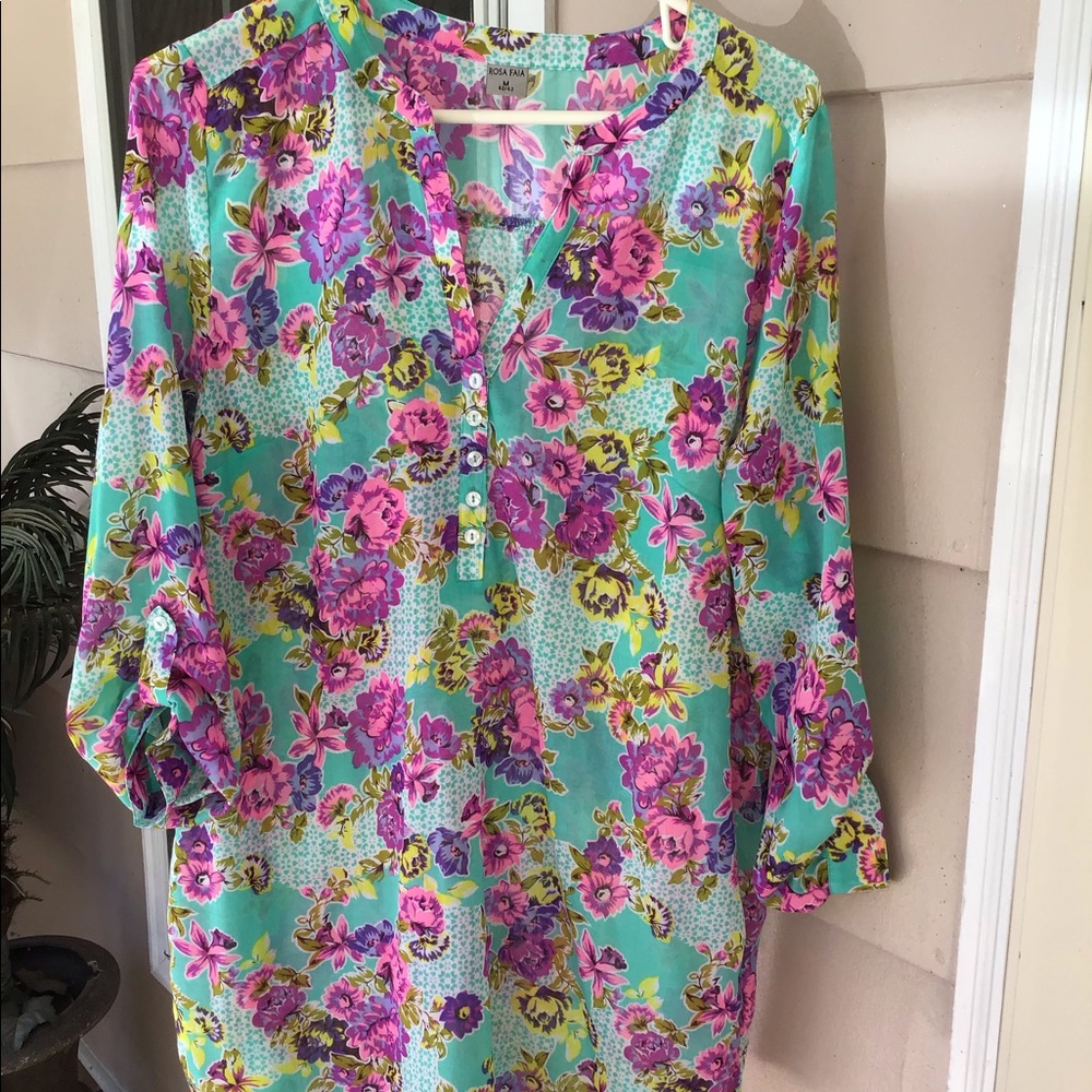ROSA FAIA Medium Ladies Floral Top NWOT